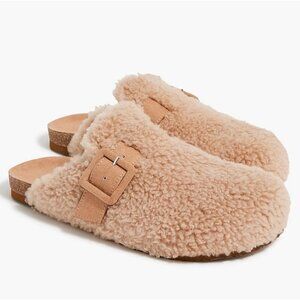 J.Crew Womens Sherpa Buckle Clog Slippers Size 9 BT284
